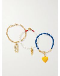 Roxanne Assoulin - The Happy Heart Trio Set Of Three-Tone, Cord, Faux Pearl And Enamel Bracelets - Lyst