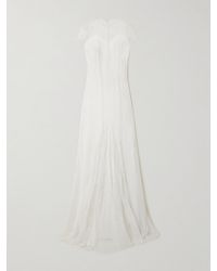 Costarellos - Zephira Robe Aus Seidenchiffon Mit Chantilly-Spitzenbesätzen Und Stickereien - Lyst