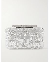 McQueen - T-Bar Clutch Aus Leder Mit Kristallen - Lyst