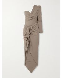 Alexandre Vauthier - Asymmetric One-Sleeve Ruffled Stretch-Jersey Maxi Dress - Lyst