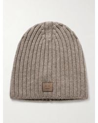 Acne Studios - Appliquéd Ribbed Wool Beanie - Lyst