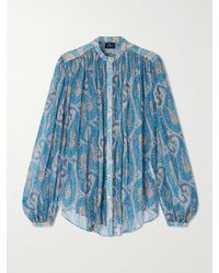 Etro - Bluse Aus Seidenkrepon Mit Paisley-Print Und Falten - Lyst