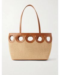 Ferragamo - Tt Gancio Small Leather-Trimmed Raffia Tote Bag - Lyst