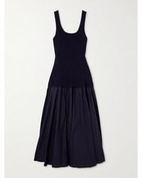 Jonathan Simkhai - Silas Ribbed-Knit And Cotton-Poplin Midi Dress - Lyst