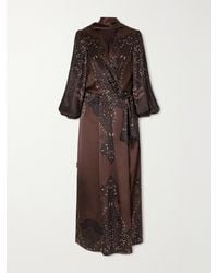 Johanna Ortiz - Scarf-Detailed Belted Printed Silk-Satin Maxi Dress - Lyst