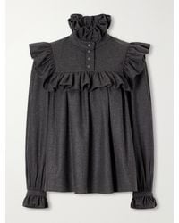 Chloé - Ruffled Wool And Cashmere-Blend Flannel Blouse - Lyst