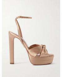 Aquazzura - Cupid Plateau 130 Knotted Satin Platform Sandals - Lyst