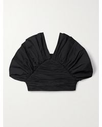 Mara Hoffman - Net Sustain Vivi Verkürztes Oberteil Aus Geraffter Biobaumwollpopeline Mit Volants - Lyst