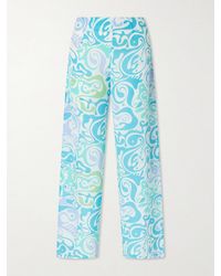 Emporio Sirenuse - Stephan Printed Silk Wide-Leg Pants - Lyst