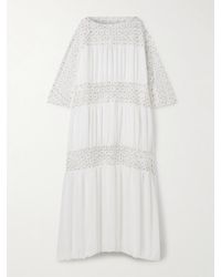 ‎Dima Ayad - Oversized Gathered Embroidered Tulle And Crepe De Chine Maxi Dress - Lyst