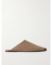 Loro Piana - Alba Embellished Cashmere And Silk-Blend Hopsack Slippers - Lyst