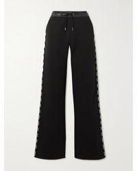 Moncler - Appliquéd Shell-Trimmed Cotton-Jersey Sweatpants - Lyst