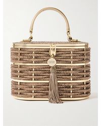 Judith Leiber - Willow Woven Crystal-Embellished Leather And-Tone Tote - Lyst