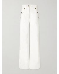 Max Mara - Logo-Embroidered High-Rise Wide-Leg Jeans - Lyst