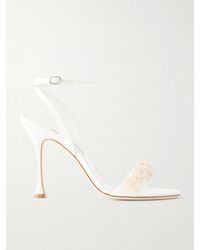 Manolo Blahnik - Raosnu 105 Crochet-Trimmed Leather Sandals - Lyst