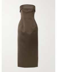 Emilia Wickstead - Keeley Mudu Strapless Duchesse-Satin Midi Dress - Lyst