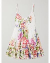 Charo Ruiz - Mini-Robe En Voile De Coton Mélangé À Imprimé Fleuri Et À Finition Volantée Lily - Lyst