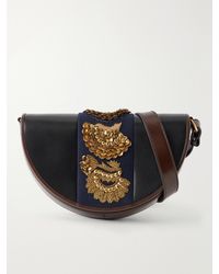 Dries Van Noten - Embellished Fabric-Trimmed Leather Shoulder Bag - Lyst
