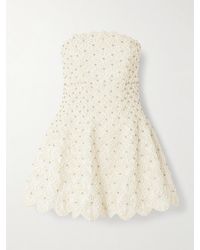 Clio Peppiatt - Scallop Strapless Embellished Taffeta Mini Dress - Lyst