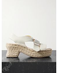 Loewe - Paula's Ibiza Petal Leather And Raffia Espadrille Platform Sandals - Lyst
