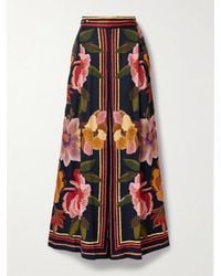 FARM Rio - Pantalon Large Effet Portefeuille En Serge À Imprimé Fleuri Et À Plis - Lyst