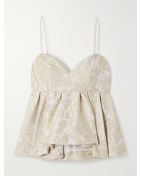 La DoubleJ - Satine Floral-Jacquard Matelassé Peplum Camisole - Lyst