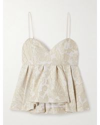 La DoubleJ - Satine Top Aus Matelassé Mit Jacquard-Blumenmuster Und Schößchen - Lyst