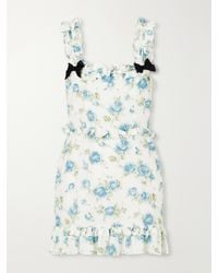 Alessandra Rich - Ruffled Floral-Print Silk Mini Dress - Lyst