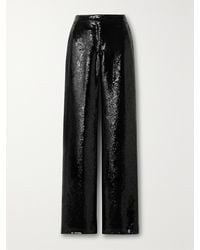 Veronica de Piante - Anya Hose Mit Weitem Bein Aus Crêpe De Chine Mit Pailletten - Lyst