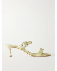 Manolo Blahnik - Zutosanmu 50 Crystal-Embellished Satin Sandals - Lyst