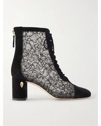 Jennifer Chamandi - Dan 65 Lace-Trimmed Suede Ankle Boots - Lyst