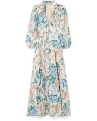Zimmermann Verity Floral-print Linen Maxi Dress - Blue