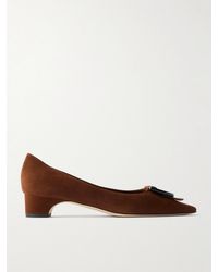 Manolo Blahnik - Beti 30 Embellished Suede Pumps - Lyst