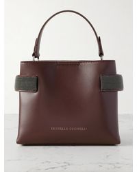 Brunello Cucinelli - Mini Tote Aus Leder Mit Zierperlen - Lyst