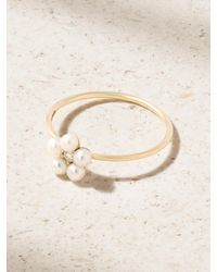 Mizuki - 14-Karat, Pearl And Diamond Ring - Lyst