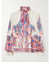 Etro - Pussy-Bow Paisley-Print Silk Blouse - Lyst
