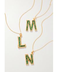 Pacharee Alphabet Gold-plated Emerald Necklace - Green