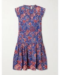 Alix Of Bohemia - Jule Delft Shirred Floral-Printed Cotton And Silk-Blend Mini Dress - Lyst