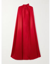 Rodarte - Cape-Effect Appliquéd Silk-Charmeuse Gown - Lyst