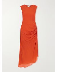 LIBEROWE - Enya Gathered Silk-Chiffon Midi Dress - Lyst