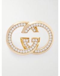 Gucci - Goldfarbene Brosche Mit Cubic Zirkonia - Lyst