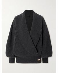 Balmain - Pull Effet Cache-Cœur En Laine Côtelée - Lyst