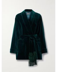 Loro Piana - Raniya Belted Macramé-Trimmed Cotton-Blend Velvet Jacket - Lyst