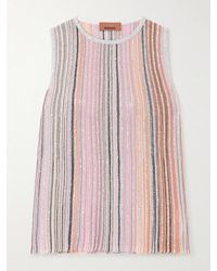 Missoni - Sequin-Embellished Striped Metallic Crochet-Knit Tank - Lyst