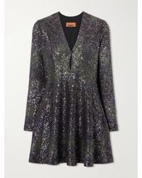 Missoni - Sequin-Embellished Striped Metallic Crochet-Knit Mini Dress - Lyst