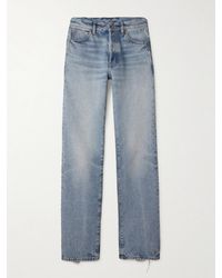 Saint Laurent - Nico Distressed Mid-Rise Straight-Leg Jeans - Lyst