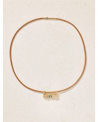 Marie Lichtenberg - Clover Smash Locket 18-Karat And, Emerald And Leather Necklace - Lyst