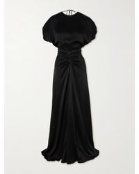 Victoria Beckham - Gathered Open-Back Satin Maxi Dress - Lyst