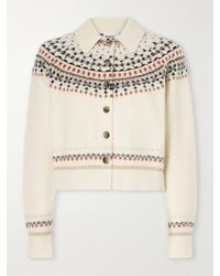 Isabel Marant - Zoe Cropped Fair Isle Rib-Trimmed Knitted Cardigan - Lyst