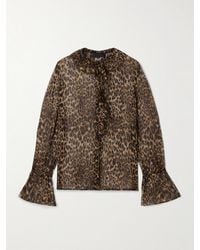Nili Lotan - Cecily Ruffled Leopard-Print Metallic Silk-Blend Crepon Blouse - Lyst